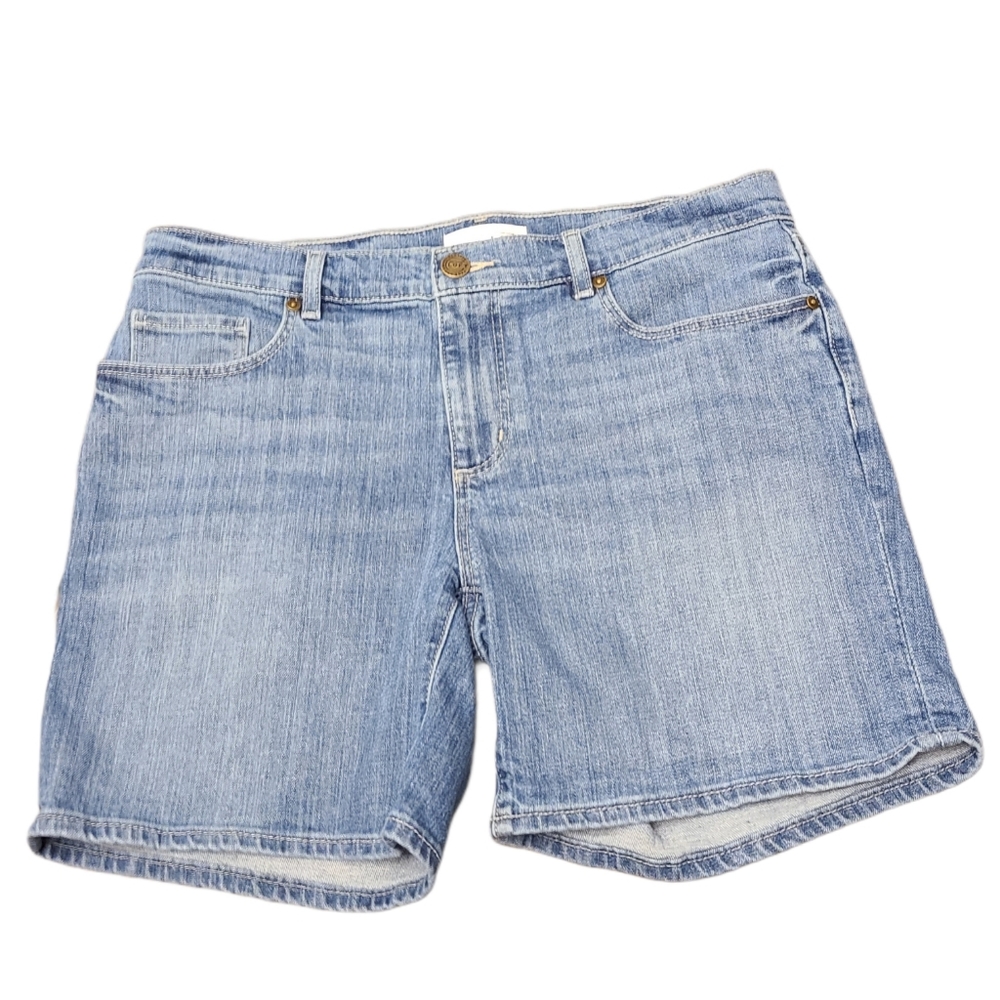 Loft Mid Indigo Blue Relaxed Skinny Denim Shorts